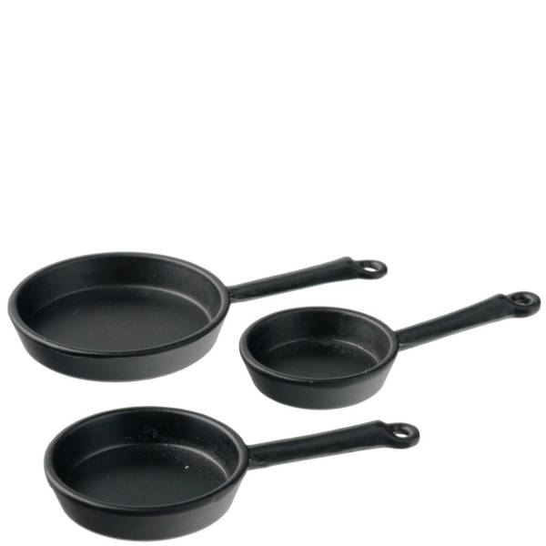 3 Dollhouse Miniature Cast Iron Pans Little Shop of Miniatures