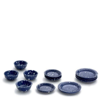 Blue Spatterware Dollhouse Miniature Dish Set - Little Shop of Miniatures
