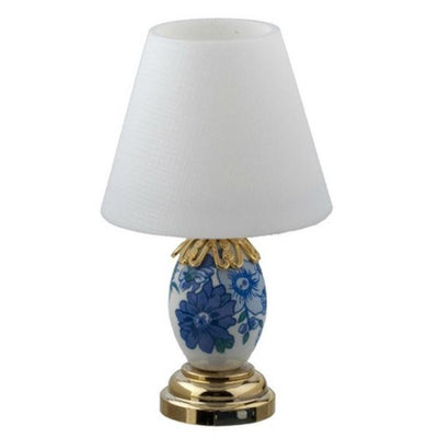 Battery-Operated Dollhouse Miniature Blue & White Table Lamp - Little Shop of Miniatures