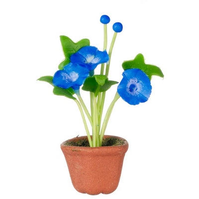 Potted Blue Dollhouse Miniature Morning Glory - Little Shop of Miniatures
