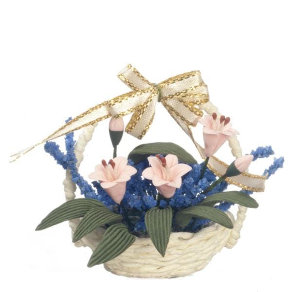 Pink & Blue Dollhouse Miniature Flowers in a Basket – Little Shop of  Miniatures