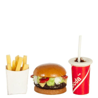 Dollhouse Miniature Hamburger, Fries & Soda Set - Little Shop of Miniatures