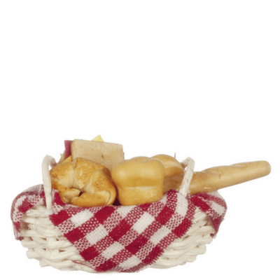 Basket of Dollhouse Miniature Bread - Little Shop of Miniatures