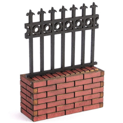 Short Dollhouse Miniature Brick Wall & Fence - Little Shop of Miniatures