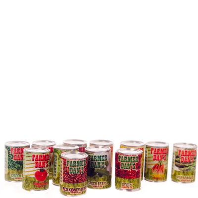 12 Dollhouse Miniature Cans of Vegetables - Little Shop of Miniatures