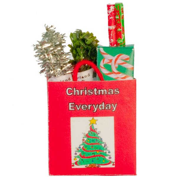 Dollhouse Miniature Christmas Shopping Bag Little Shop of Miniatures