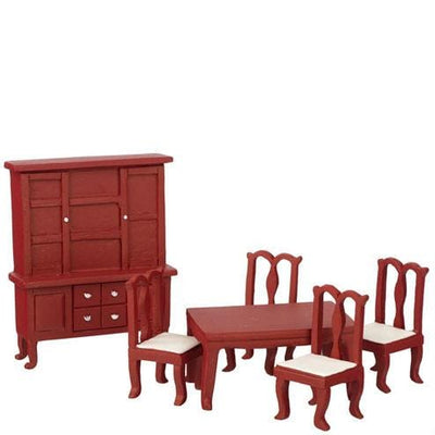 1/24 Scale Mahogany Dollhouse Miniature Dining Room Set - Little Shop of Miniatures