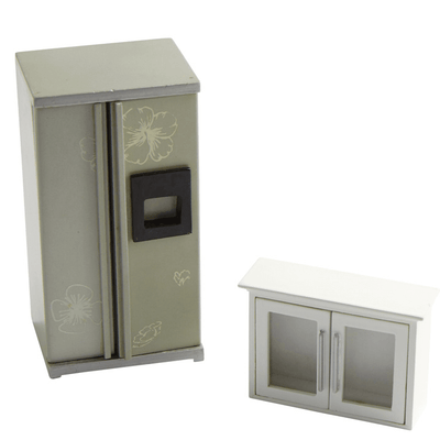 Dollhouse Miniature Fridge & Cabinet - Little Shop of Miniatures