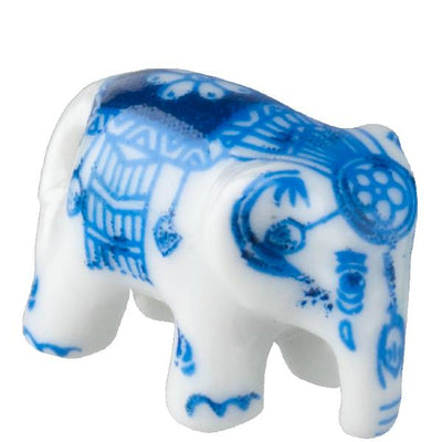 Blue & White Dollhouse Miniature Porcelain Elephant - Little Shop of Miniatures