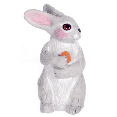Gray Dollhouse Miniature Rabbit - Little Shop of Miniatures