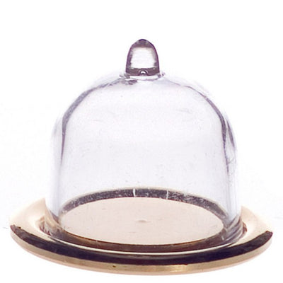 Dollhouse Miniature Gold Tray with Clear Dome - Little Shop of Miniatures