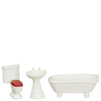 1/24 Scale Plain White Dollhouse Miniature Bathroom Set - Little Shop of Miniatures