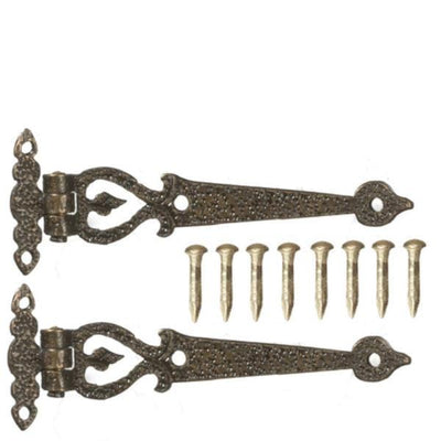 Large Antique Bronze Hinges with Pins - Little Shop of Miniatures