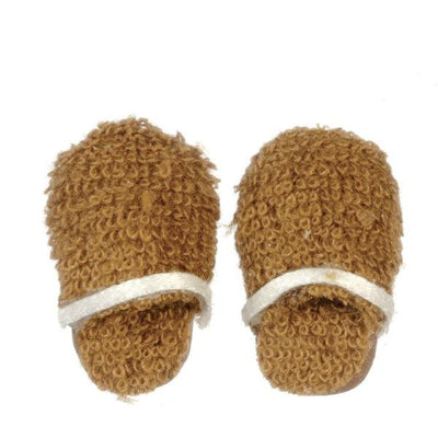 Brown & White Dollhouse Doll Men's Slippers - Little Shop of Miniatures