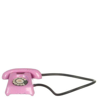 Pink Dollhouse Miniature Rotary Phone - Little Shop of Miniatures