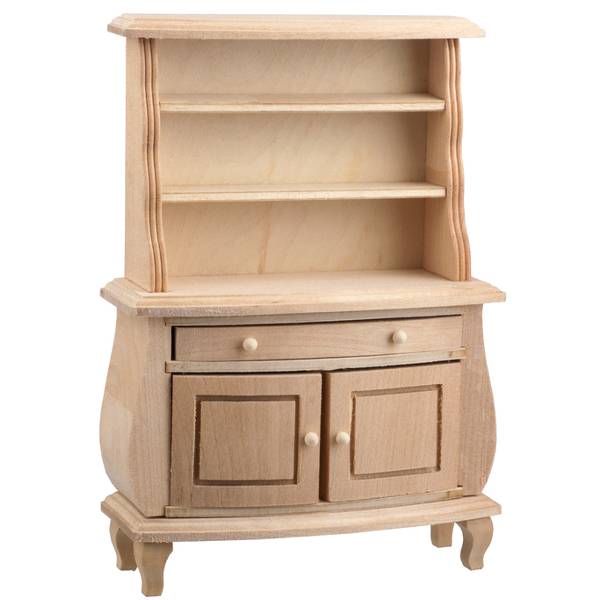 Unfinished Wood Dollhouse Miniature Buffet Hutch Little Shop of