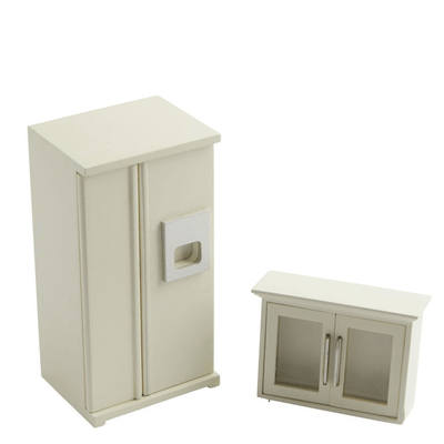 White Dollhouse Miniature Refrigerator & Cabinet - Little Shop of Miniatures