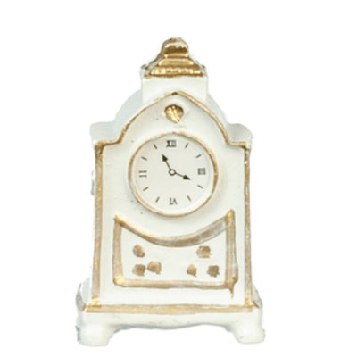 White Dollhouse Miniature Mantle Clock - Little Shop of Miniatures