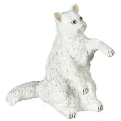 White Dollhouse Miniature Persian Cat - Little Shop of Miniatures