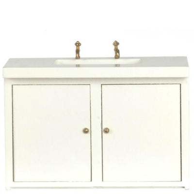 Dollhouse Miniature Modern White Kitchen Sink Cabinet - Little Shop of Miniatures
