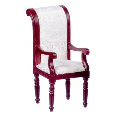 White Dollhouse Miniature Dining Chair with Arms - Little Shop of Miniatures