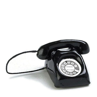 Black Dollhouse Miniature Rotary Phone - Little Shop of Miniatures