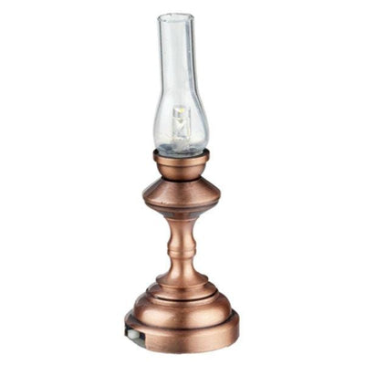 Battery-Operated Copper Dollhouse Miniature Hurricane Lamp - Little Shop of Miniatures