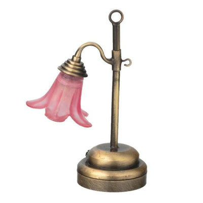 Battery-Operated Dollhouse Miniature Pink Tulip Table Lamp - Little Shop of Miniatures