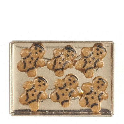 Dollhouse Miniature Gingerbread Men on a Cookie Sheet - Little Shop of Miniatures