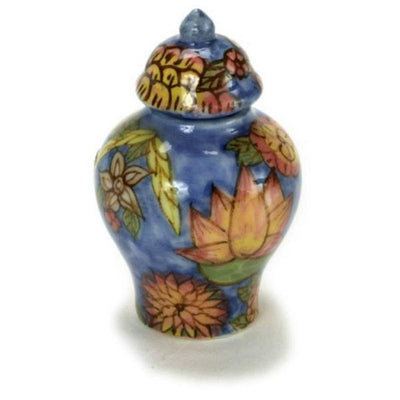 Blue Floral Dollhouse Miniature Ginger Jar - Little Shop of Miniatures