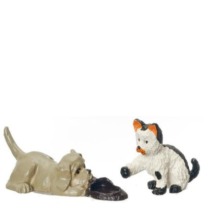 Dollhouse Miniature Cat & Dog Set - Little Shop of Miniatures