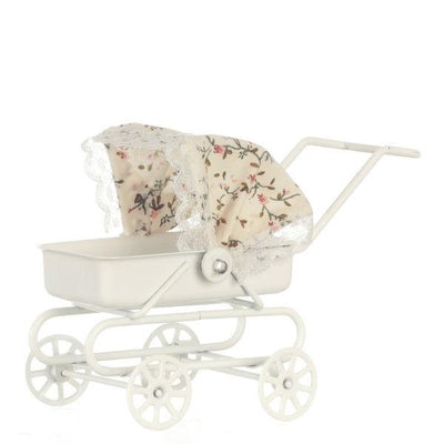 Floral Dollhouse Miniature Baby Carriage - Little Shop of Miniatures