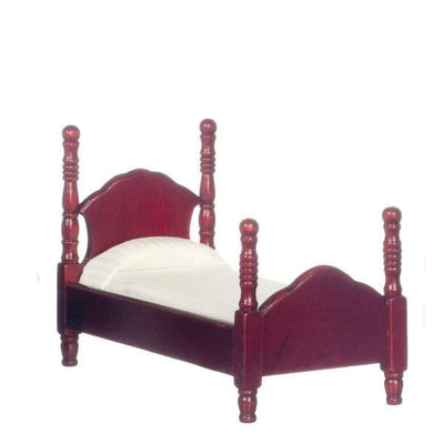 Mahogany Dollhouse Miniature Twin Bed - Little Shop of Miniatures