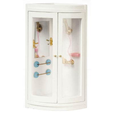 White Dollhouse Miniature Corner Shower Stall - Little Shop of Miniatures