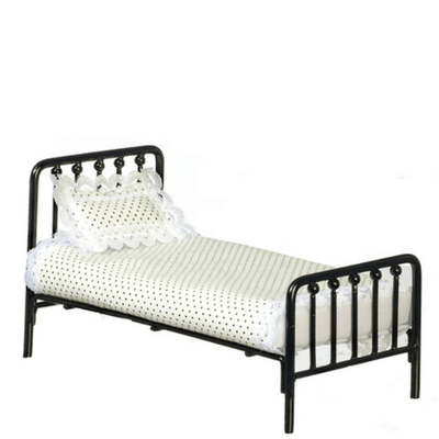 Black Wire Dollhouse Miniature Twin Bed - Little Shop of Miniatures