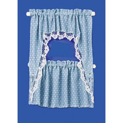 Blue Dot Ruffled Cape Dollhouse Curtains - Little Shop of Miniatures