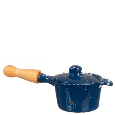 Blue Spatter Dollhouse Miniature Saucepan - Little Shop of Miniatures