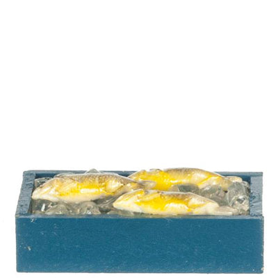 Blue Box of Fresh Dollhouse Miniature Fish - Little Shop of Miniatures