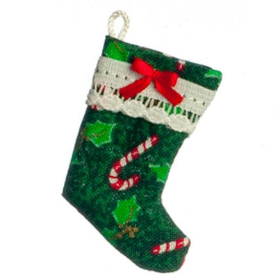 Candy Cane Dollhouse Miniature Christmas Stocking - Little Shop of Miniatures