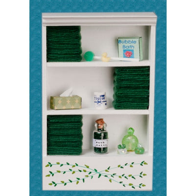 Dollhouse Miniature Dark Green Accented Bath Cabinet - Little Shop of Miniatures