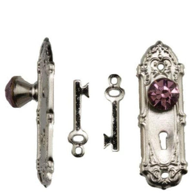 Dollhouse Miniature Door Knobs with Purple Knobs & Keys - Little Shop of Miniatures