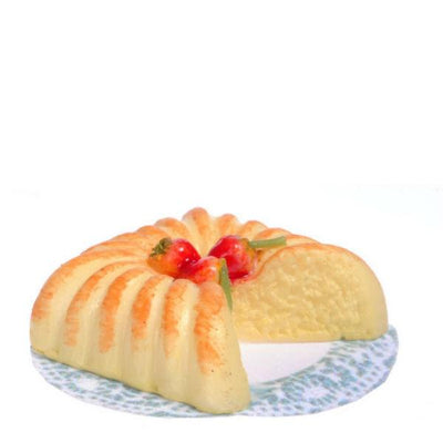 Dollhouse Miniature Pound Cake with Strawberries - Little Shop of Miniatures