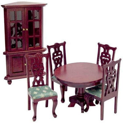 6-Piece 18th Century Mahogany Dollhouse Miniature Dining Room Set - Little Shop of Miniatures