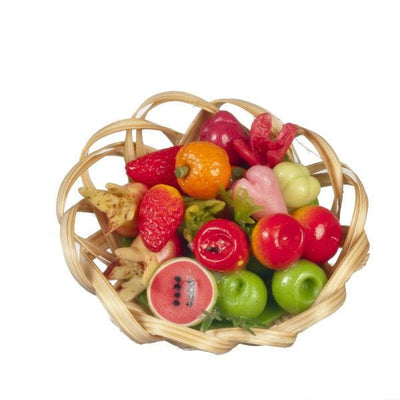 Dollhouse Miniature Fruit & Vegetable Basket - Little Shop of Miniatures