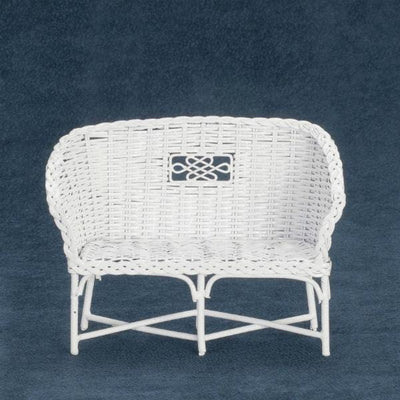 White Dollhouse Miniature Rattan Couch - Little Shop of Miniatures