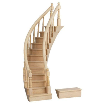Dollhouse Miniature Curved Staircase (Right or Left Curving) - Little Shop of Miniatures