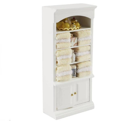 Yellow & White Dollhouse Miniature Bathroom Cupboard - Little Shop of Miniatures
