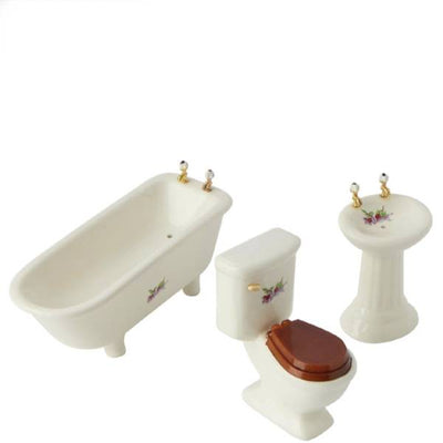 3-Piece Ceramic Dollhouse Miniature Bathroom Set - Little Shop of Miniatures