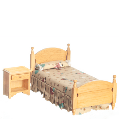 Dollhouse Miniature Twin Bed & Nightstand - Little Shop of Miniatures