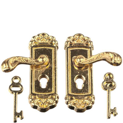 Brass Dollhouse Miniature Door Lock & Key Set - Little Shop of Miniatures